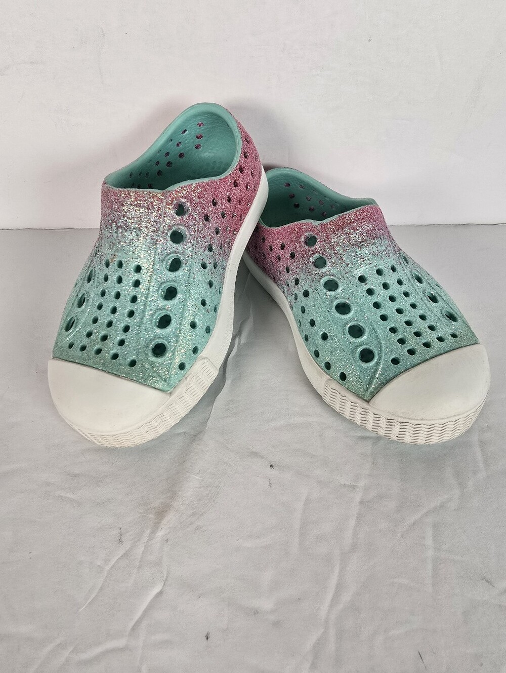 Native Jefferson Bling Toddler Slip On Pink And Green Sneakers Size C4